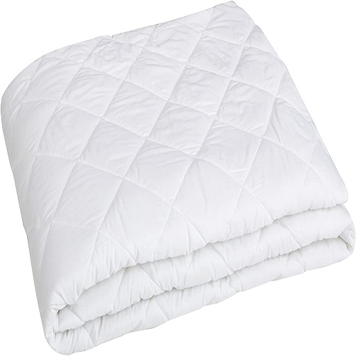 AmazonBasics Hypoallergenic Quilted Mattress Topper Pad Cover, 18 Inch Deep, Queen